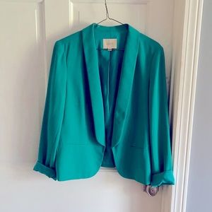 Teal 3 quarter sleeve cuffed blazer from LOFT